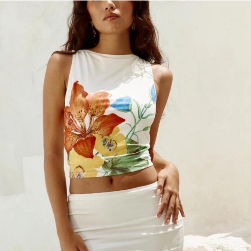 Floral Print Sleeveless Top + bottom